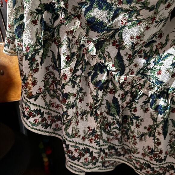 NWT Max Studio green and cream flutter sleeve floral tiered maxi dress - Picture 11 of 14